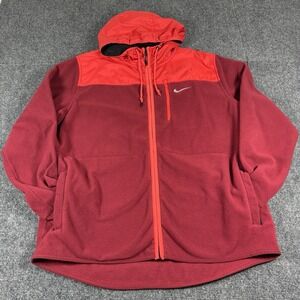 Nike Polar Fleece AV15 Jacket Full Zip Hoodie Men XL Red Maroon Outdoor